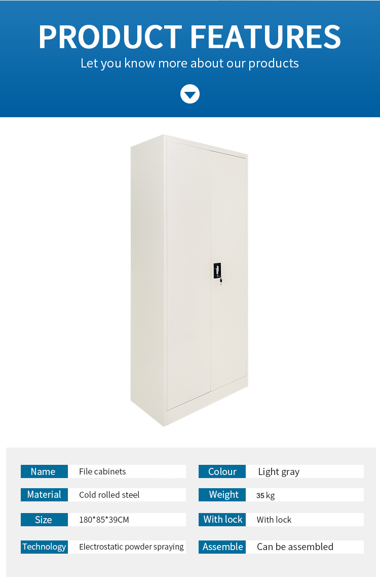 2 Doors Steel File Cabinet with 4 Adjustable Shelv07