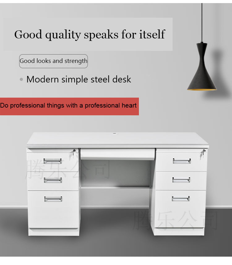 Steel Office Table with 6 Side Drawers 01