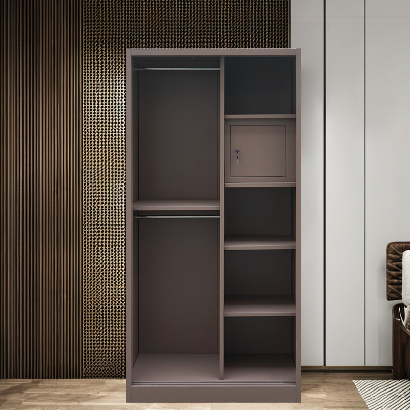 2 Doors Sliding Doors Steel Printed Wardrobe With Mirror