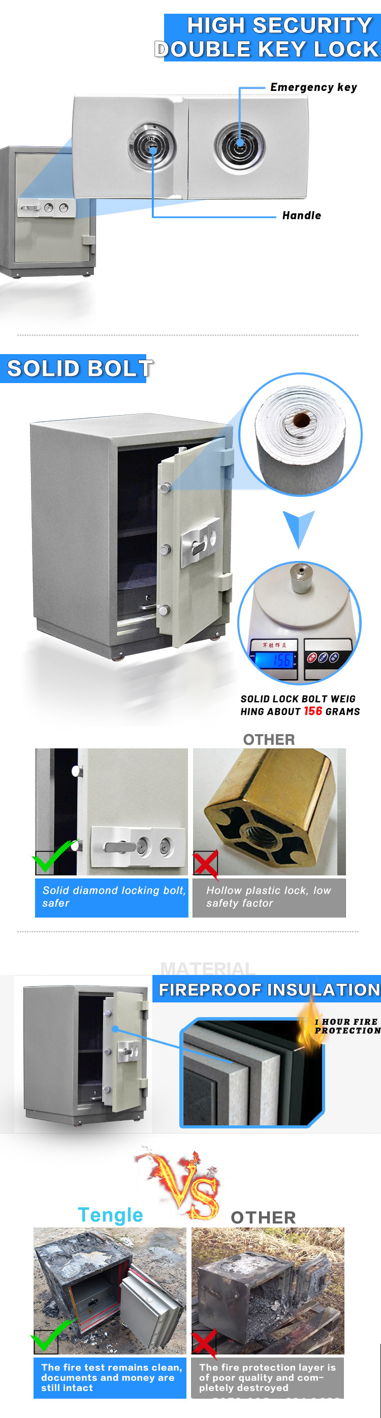 2 Lock Fire-proof Safe Box07