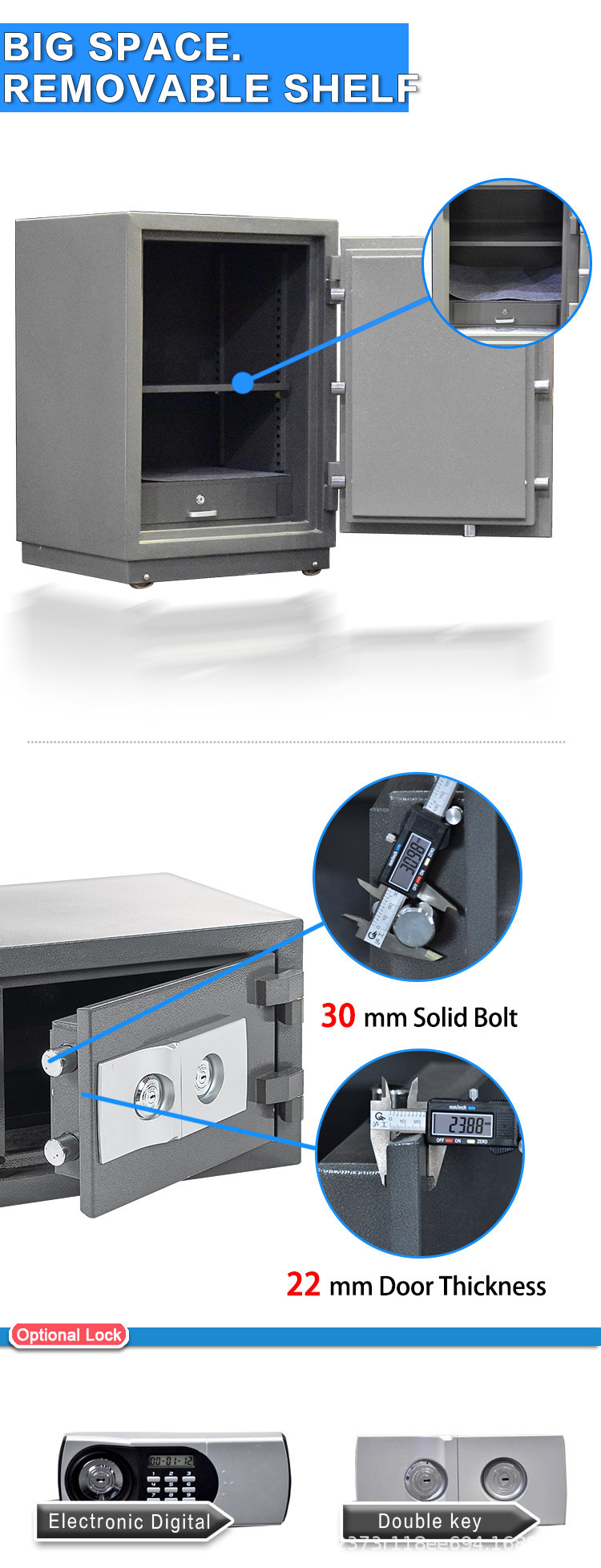 2 Lock Fire-proof Safe Box04